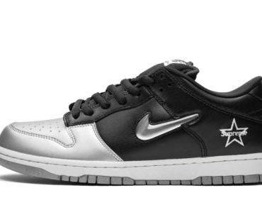 SB Dunk Low OG QS Supreme – Jewel Swoosh Silver/Black