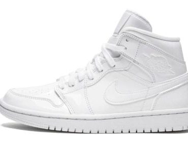 WMNS Air Jordan 1 Mid Triple White Patent Leather